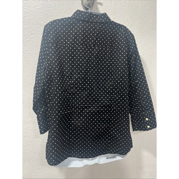 Liz Claiborne Womens Polka Dot Top Size M Black White Career Office - Picture 5 of 11